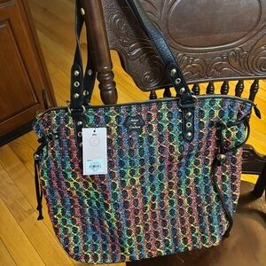 Juicy Couture Multicolor Woven Tote with Black Straps